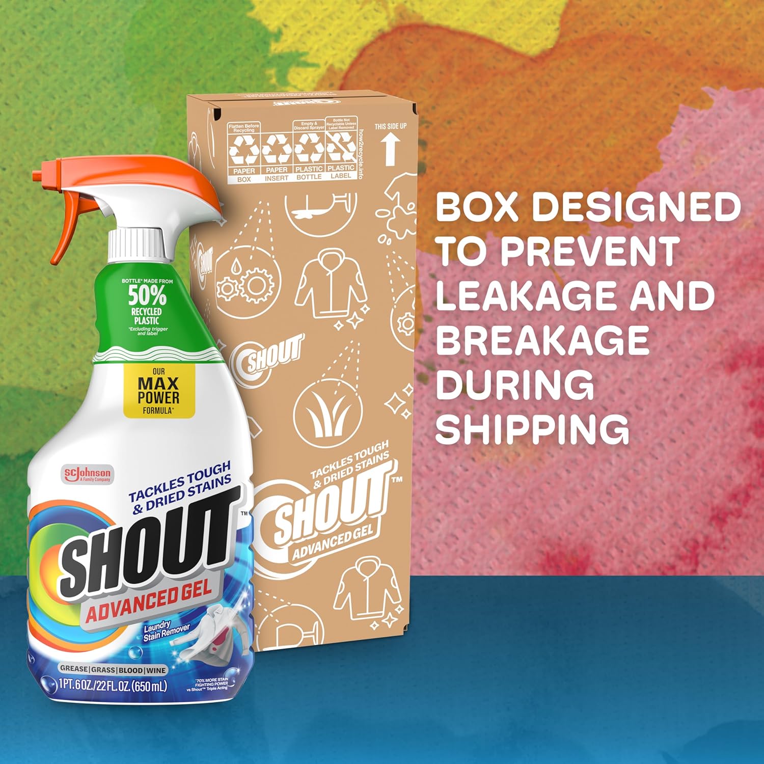 Shout Advanced Gel Stain Remover for Athletic Wear and Jerseys – Thick Formula Clings Through the Wash Cycle