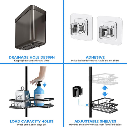 side hooks, soap holders and accessory storage for razors and small items