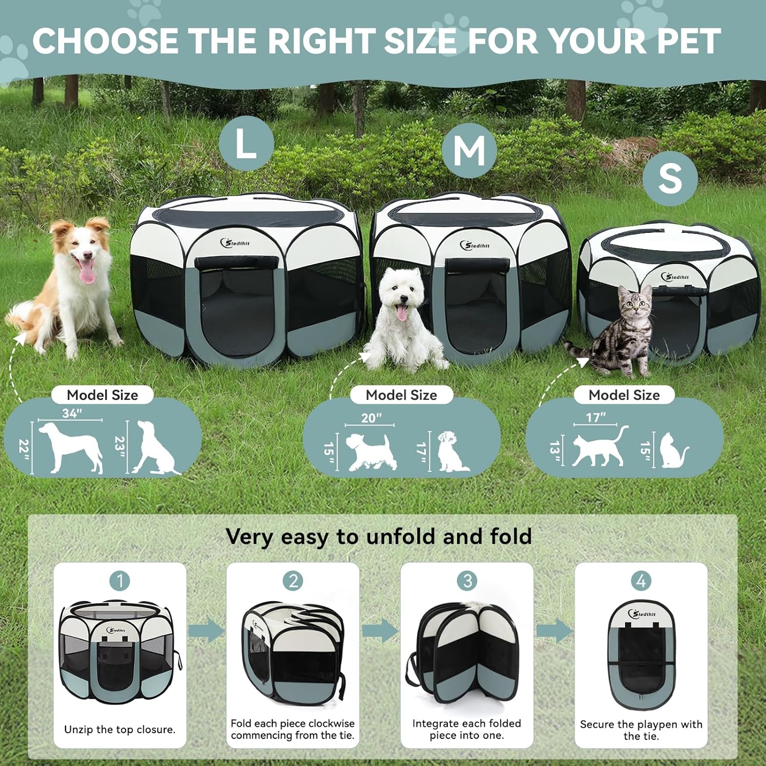 Siedihit Furniture-Friendly Pet Playpen – Sleek Pop-Up Enclosure in Neutral and Bold Prints, Complements Any Home Aesthetic