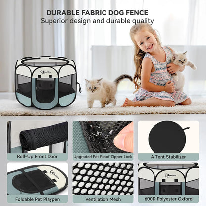 Siedihit Furniture-Friendly Pet Playpen – Sleek Pop-Up Enclosure in Neutral and Bold Prints, Complements Any Home Aesthetic