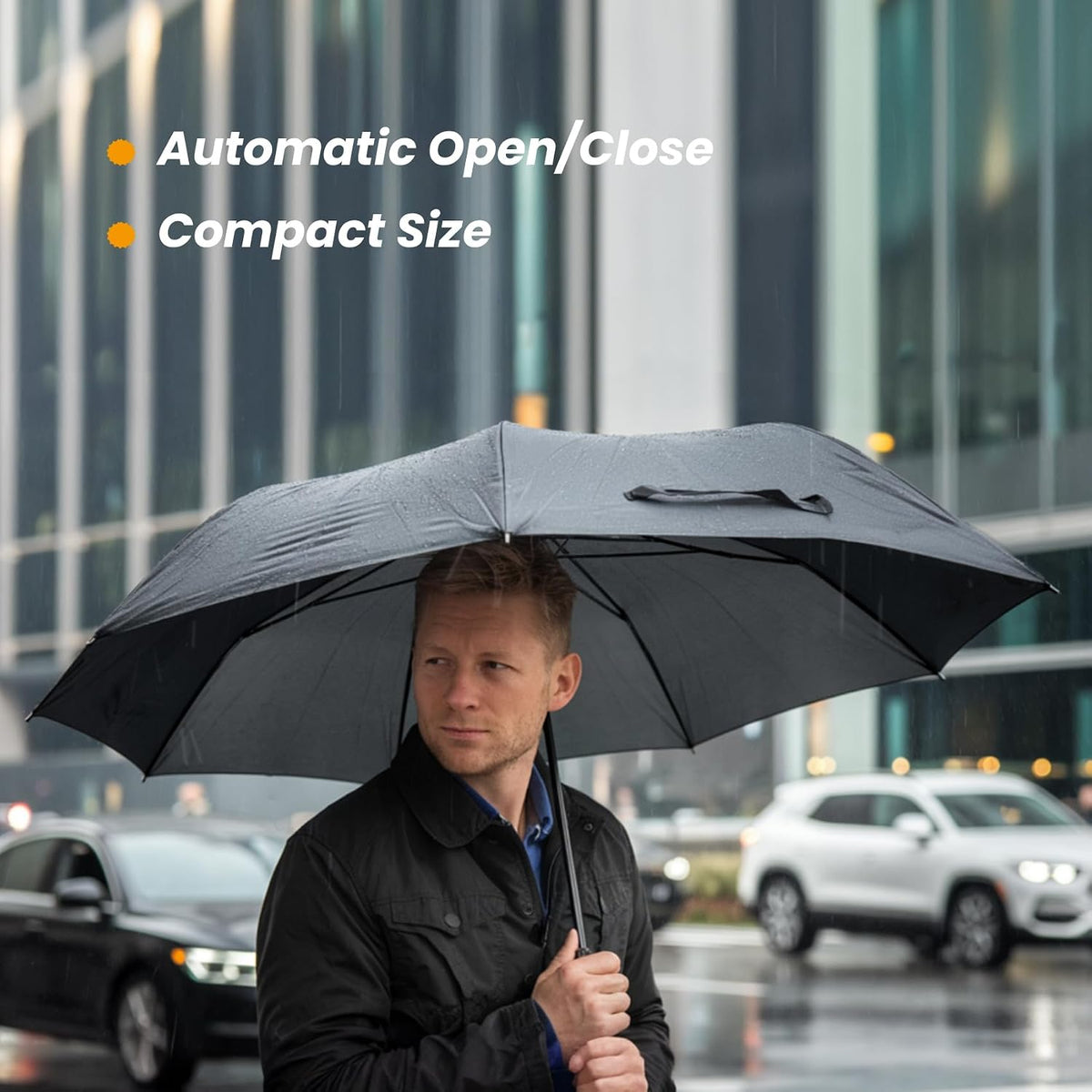SIEPASA Compact Travel Umbrella - Reliable All-Weather Cover for School Pickups, Parking Lots & Late-Night Walks, 14-Ounce Lightweight Umbrella