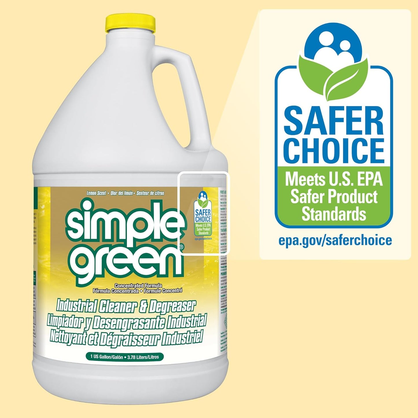Simple Green Industrial Cleaner and Degreaser 1 Gal. Lemon Scent – Portable Degreaser for Camping Gear, Bicycles, and Outdoor Equipment