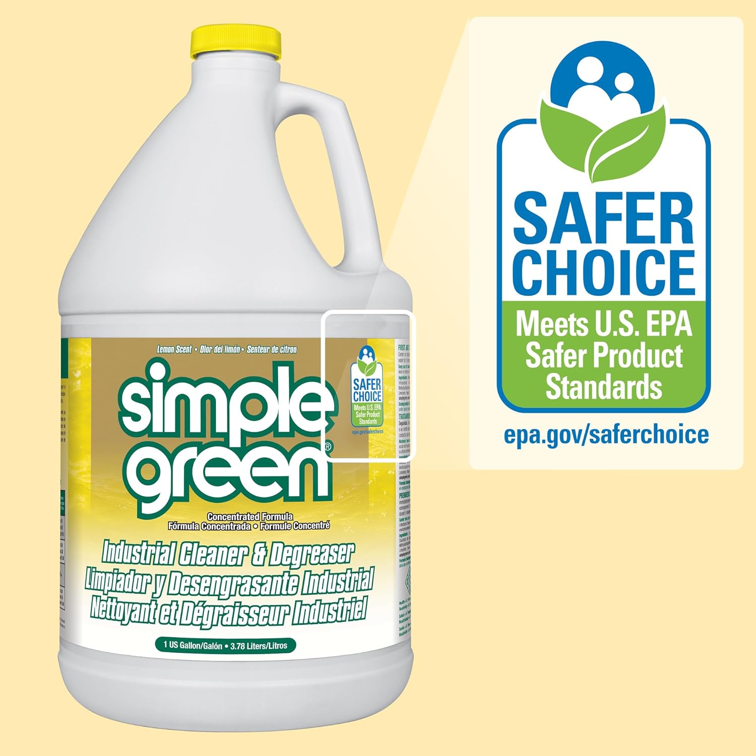 Simple Green Industrial Cleaner and Degreaser 1 Gal. Lemon Scent – Portable Degreaser for Camping Gear, Bicycles, and Outdoor Equipment
