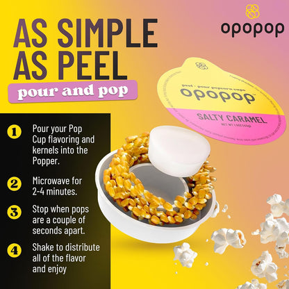 simple peel, pour, and microwave preparation using a microwave-safe popping bowl