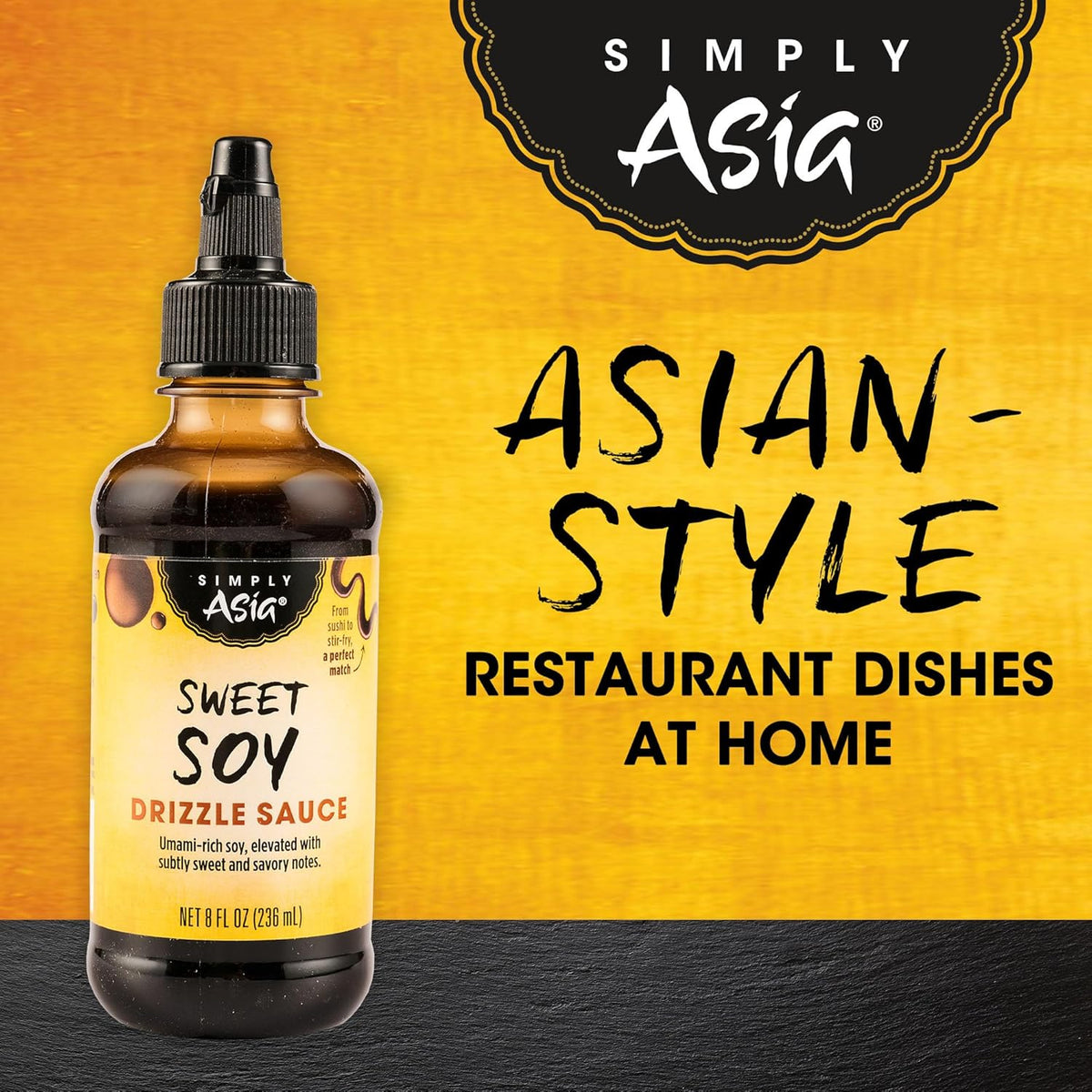 Simply Asia Sweet Soy Drizzle Sauce — Compact Fridge-Door Sauce for Intentional Kitchens, 8 fl oz Squeeze Bottle