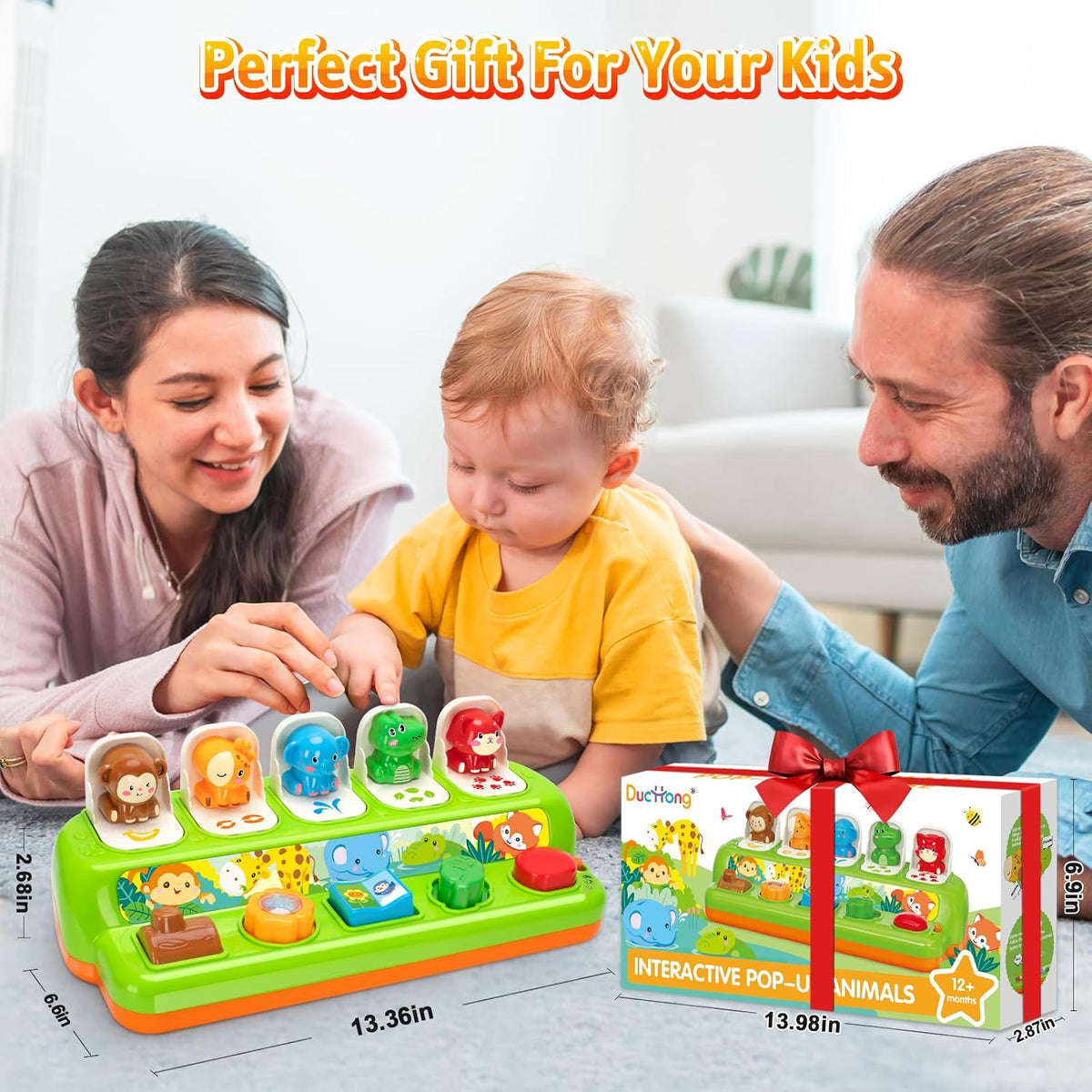 single-occupant design suited to focused solo play for babies 6-12+ months