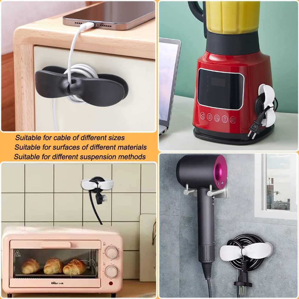 SisBroo Office Cord Organizer for Clutter-Free Desk, Stick-On Cable Manager for USB and Power Cords