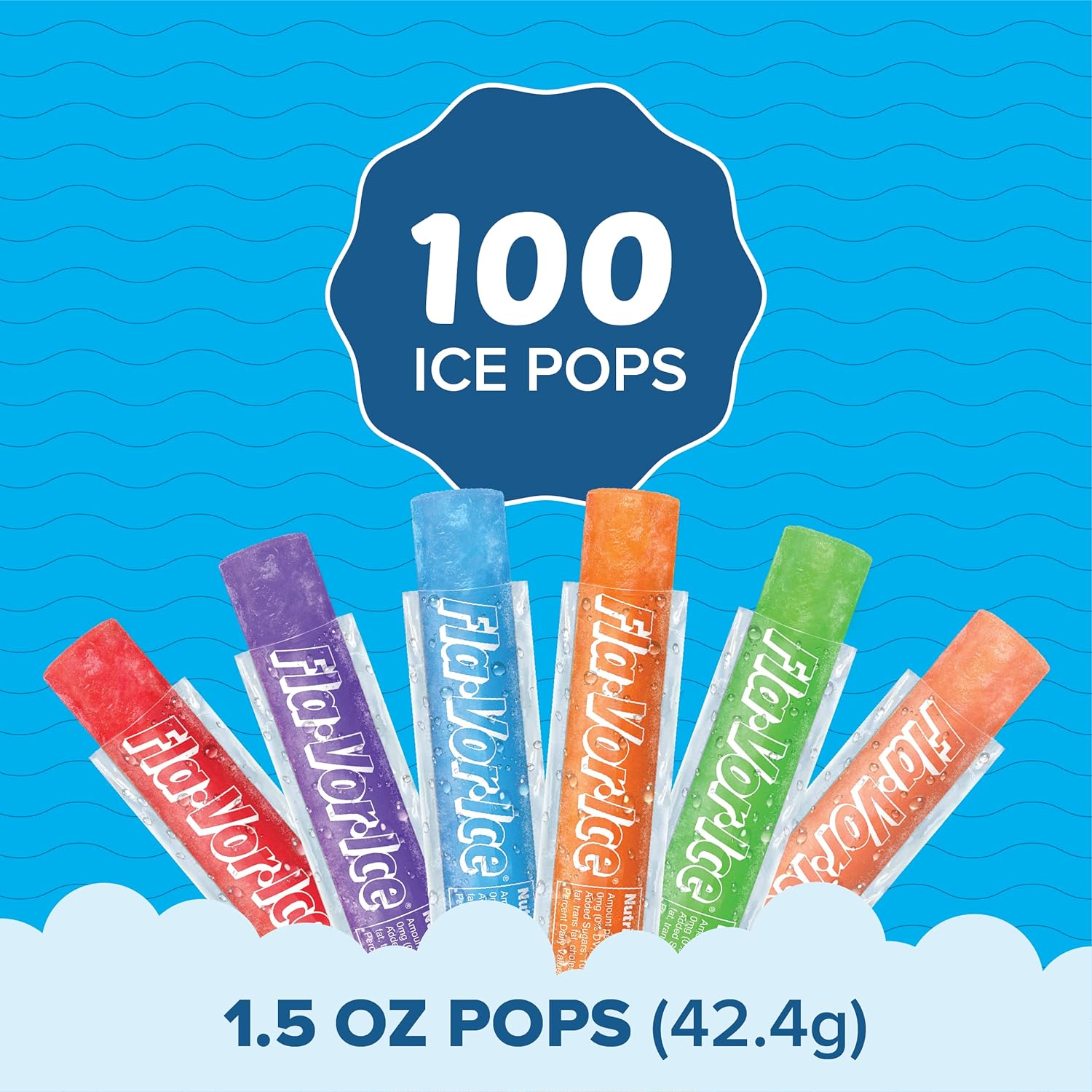 six-flavor assortment: strawberry, berry punch, grape, lemon-lime, tropical punch, orange