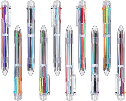 six ink colors in one barrel: black, blue, red, orange, green, purple