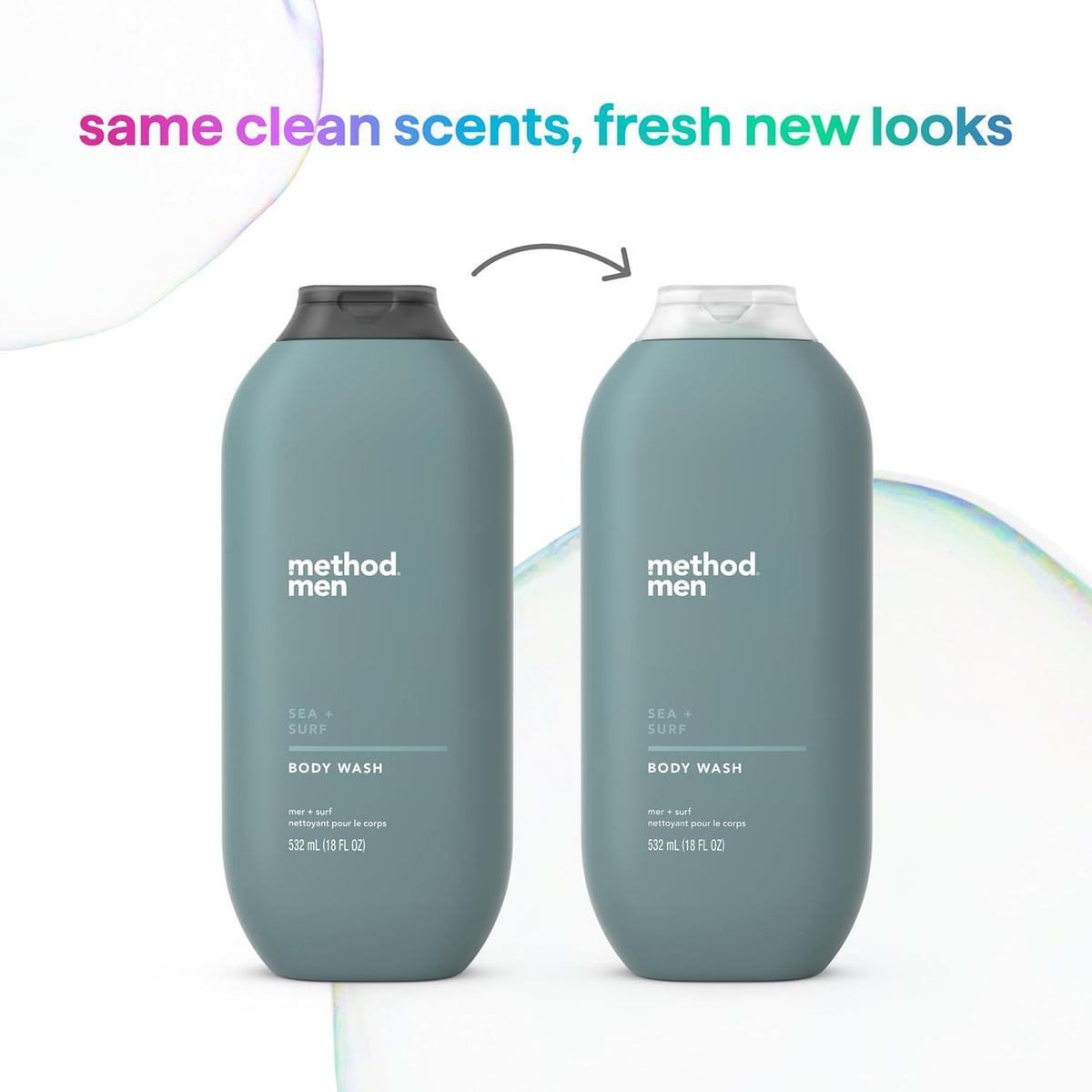 six nature-inspired scent variants (sea + surf, cedar + cypress, glacier + granite, juniper + sage, sandalwood + vetiver)