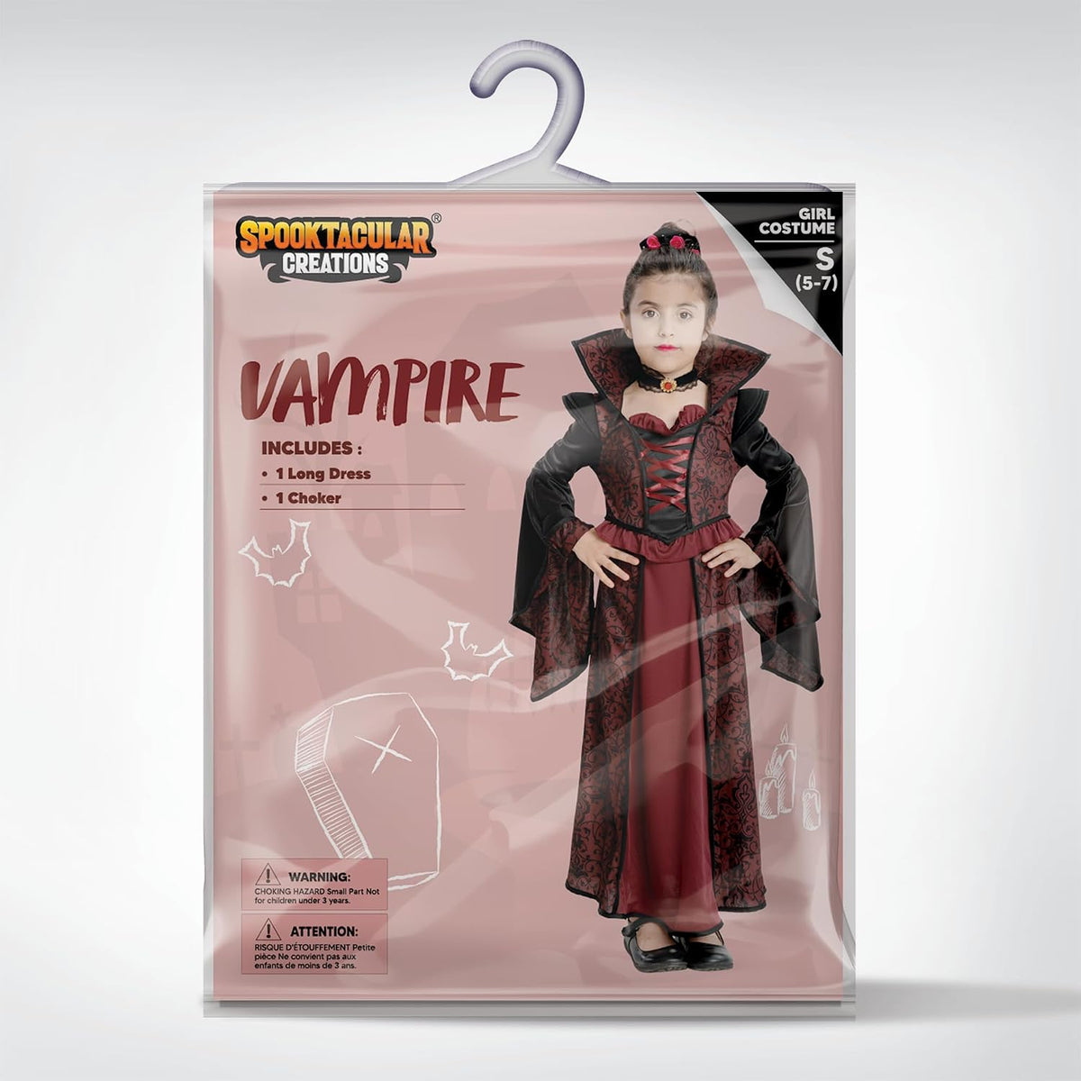 Spooktacular Creations Vampire Princess Costume for Girls – High-End Royal Aesthetic with Detailed Two-Piece Set for Special Halloween Occasions