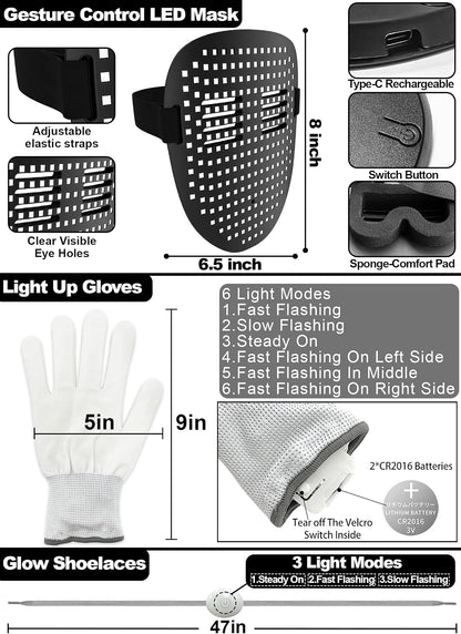 skeleton-themed coordinated design across all three accessories