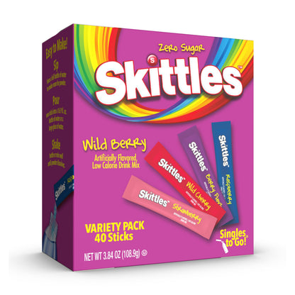 Skittles Singles To Go Flavored Water Sticks – White Elephant and Secret Santa Gift for Coworkers, 30 Count Box