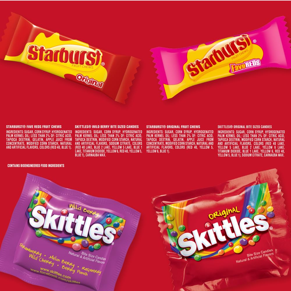 Skittles Starburst Assorted Chewy Candy – Camping Trip and Picnic Snack Bag Refill, Individually Wrapped 32.28 oz