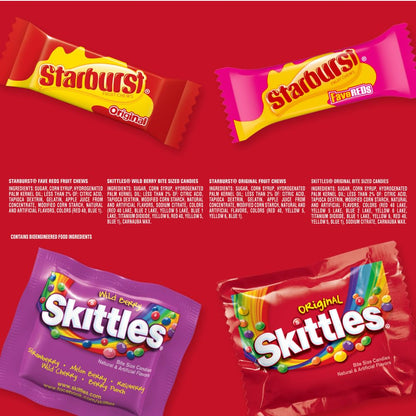 Skittles Starburst Assorted Chewy Candy – Camping Trip and Picnic Snack Bag Refill, Individually Wrapped 32.28 oz