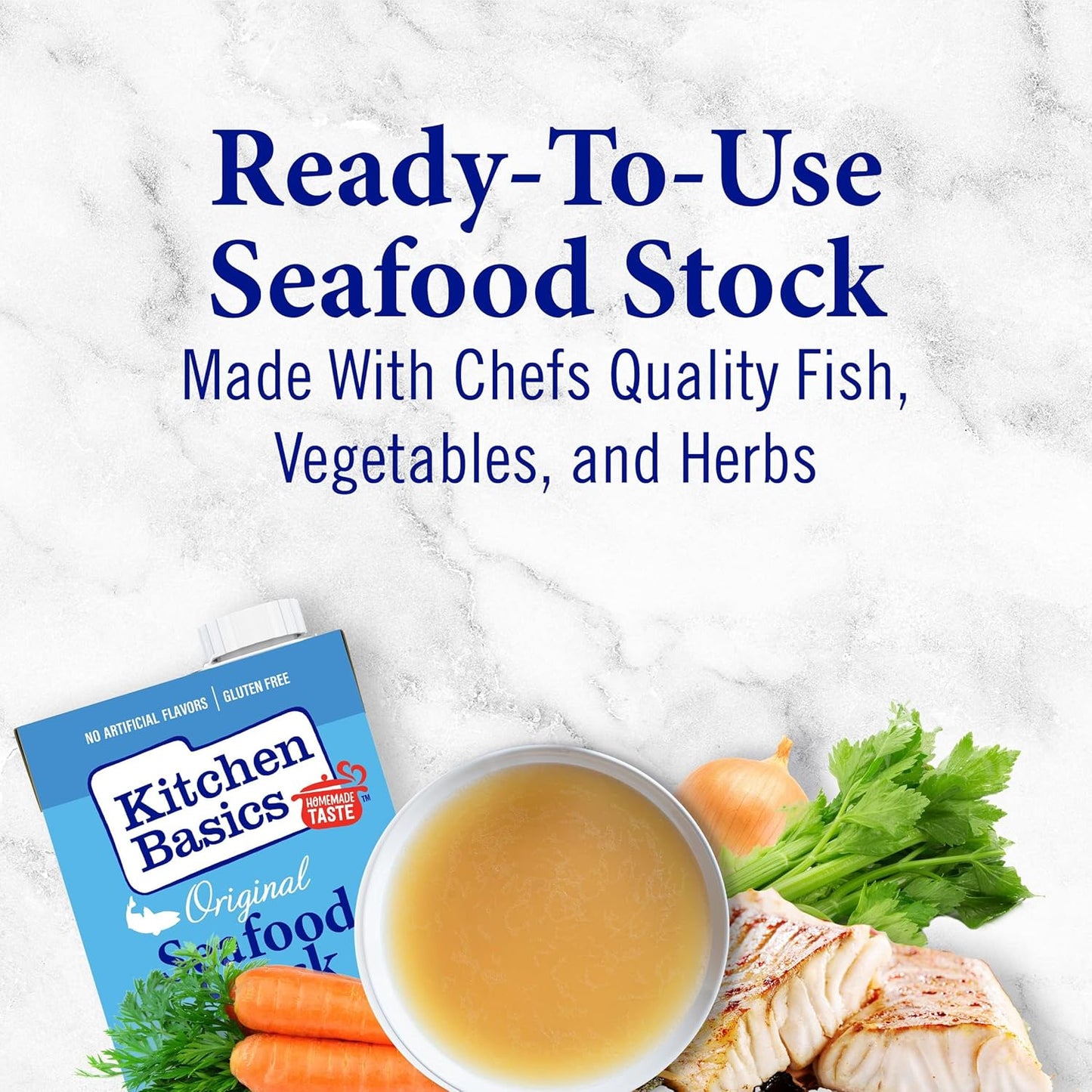 slow-simmered seafood stock with real fish and vegetables