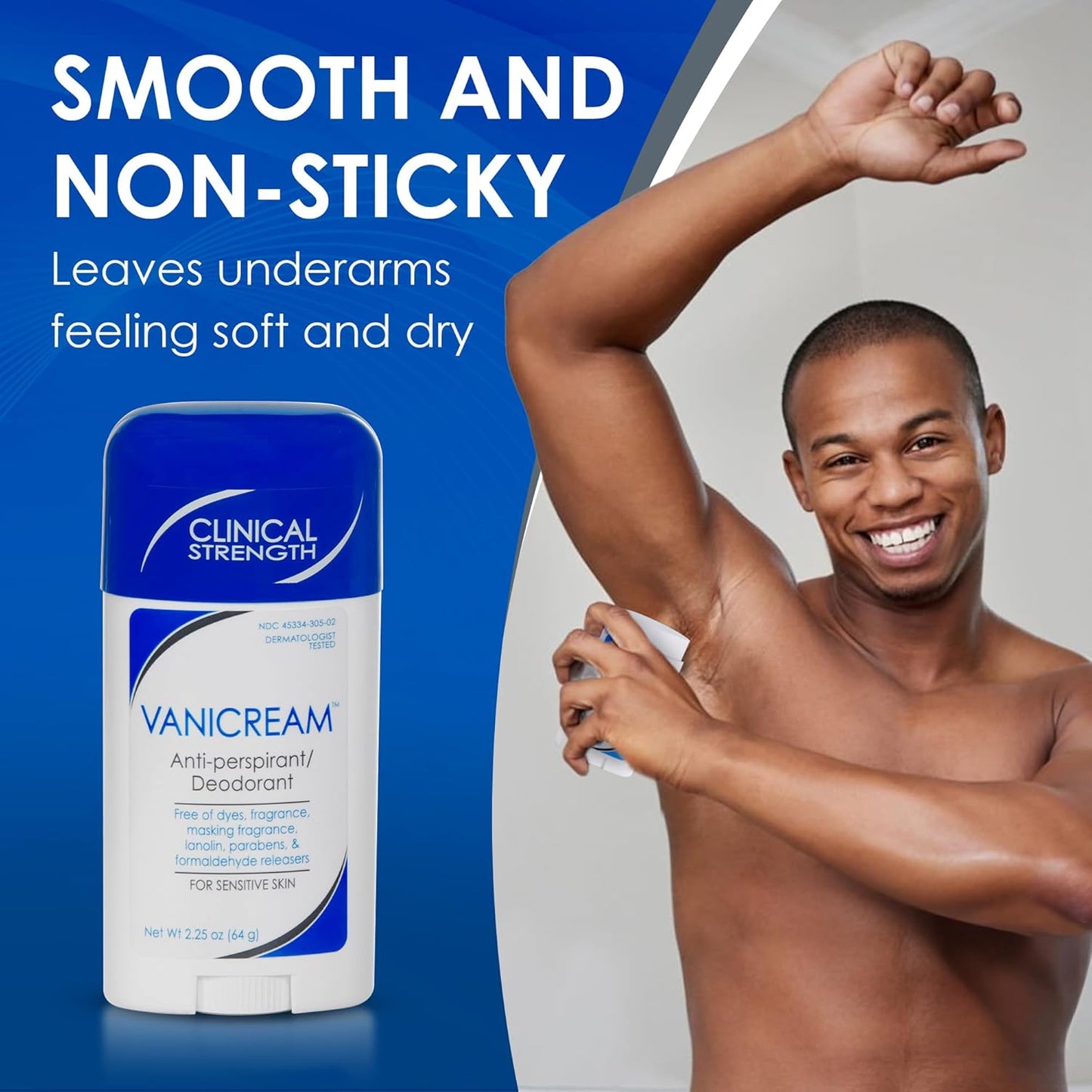 smooth, dry stick swipe application that leaves skin soft