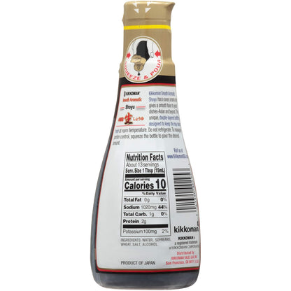smooth, mild aromatic flavor profile lighter than regular soy sauce