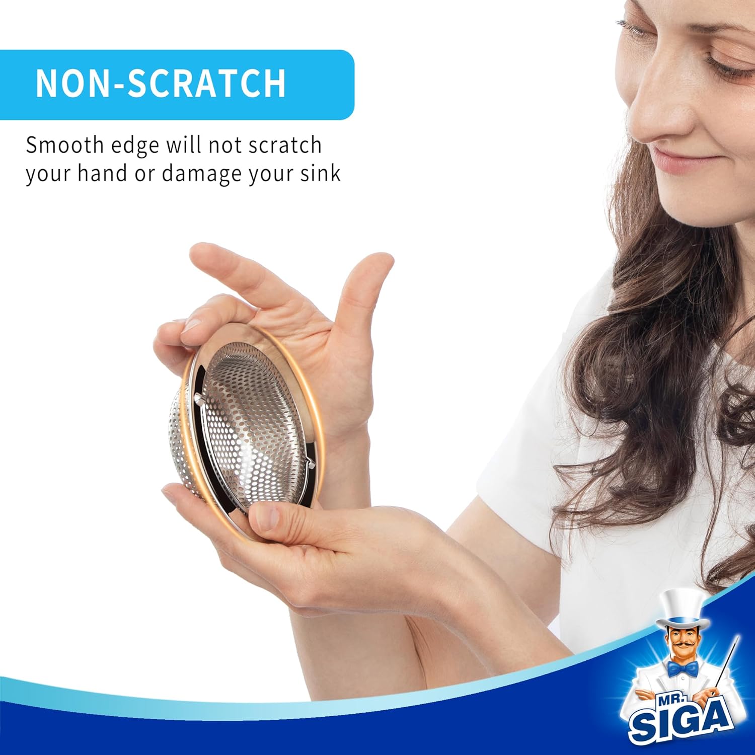 smooth rolled rim to prevent hand scratches
