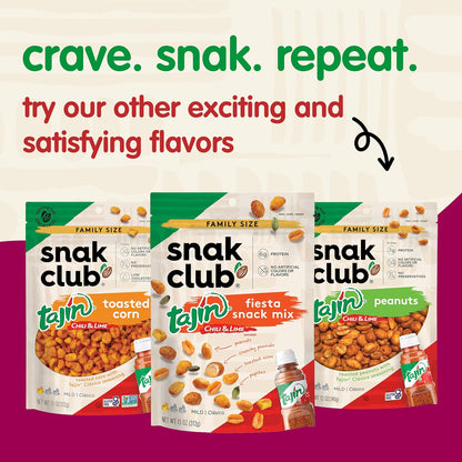Snak Club Tajin Crunchy Peanuts – Protein-Packed Mindful Snack with 5g Per Serving and Mild Chili Lime Seasoning, 10.5 oz