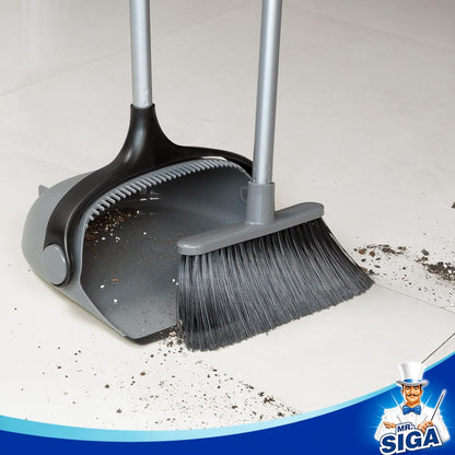 snap-in broom-to-dustpan storage connection and eva foam-wrapped grip