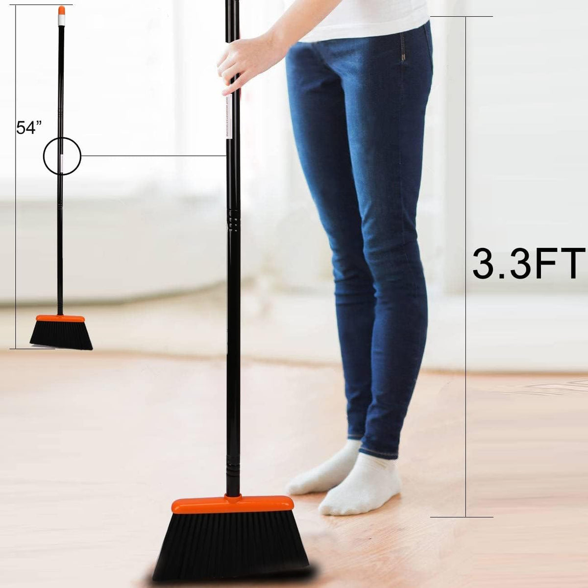 snap-together storage keeps broom and dustpan as one upright unit