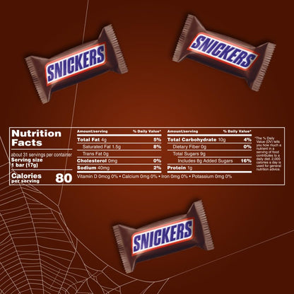SNICKERS Original Fun Size Bars, Grab-and-Go Tailgate Treat for Football Watch Parties in the Park, 10.59oz Bag