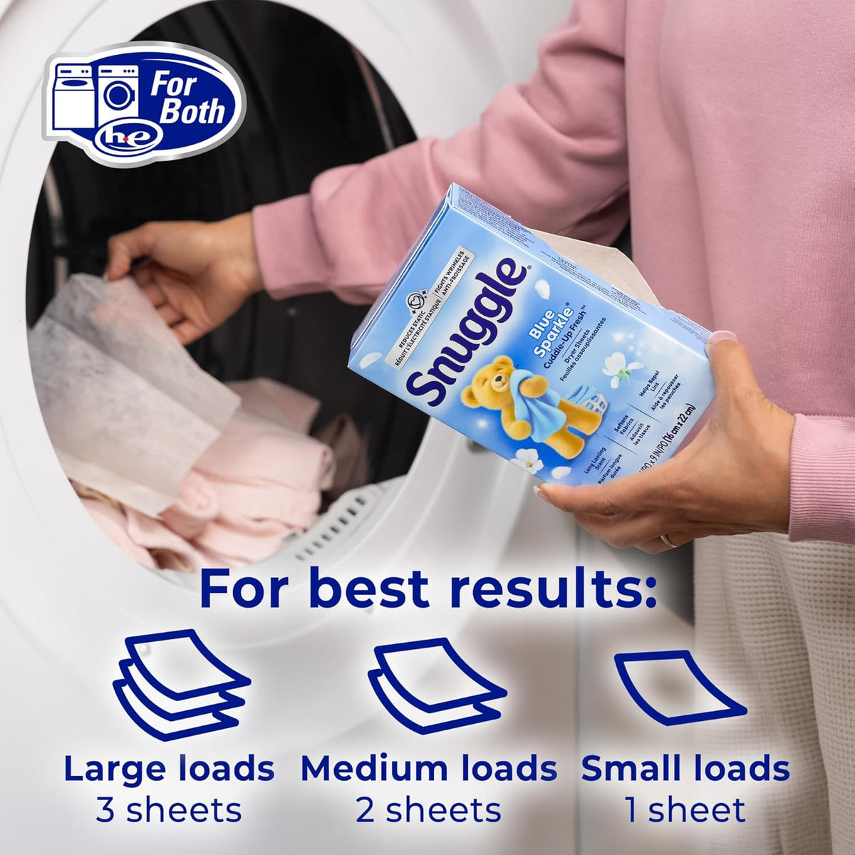 Snuggle Fabric Softener Dryer Sheets, Blue Sparkle Cuddle-Up Fresh, 230 Ct, Calming Lavender-Style Scent for Bedtime Wind-Down Laundry Routine