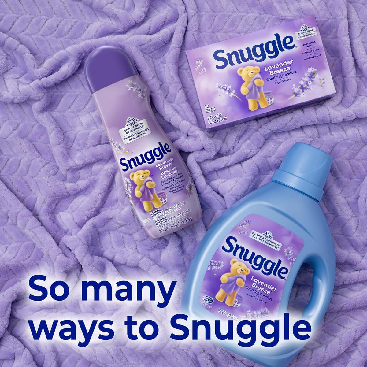 Snuggle Lavender Breeze Dryer Sheets 230 Ct, Soothing Comfort for Personal Care Routine, Reduces Static and Wrinkles