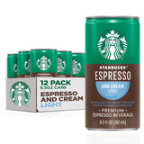 Starbucks Light Espresso & Cream Iced Coffee, 6.5 Fl Oz Cans (12 Pack) — Ready-to-Give Stocking Stuffer and Housewarming Present