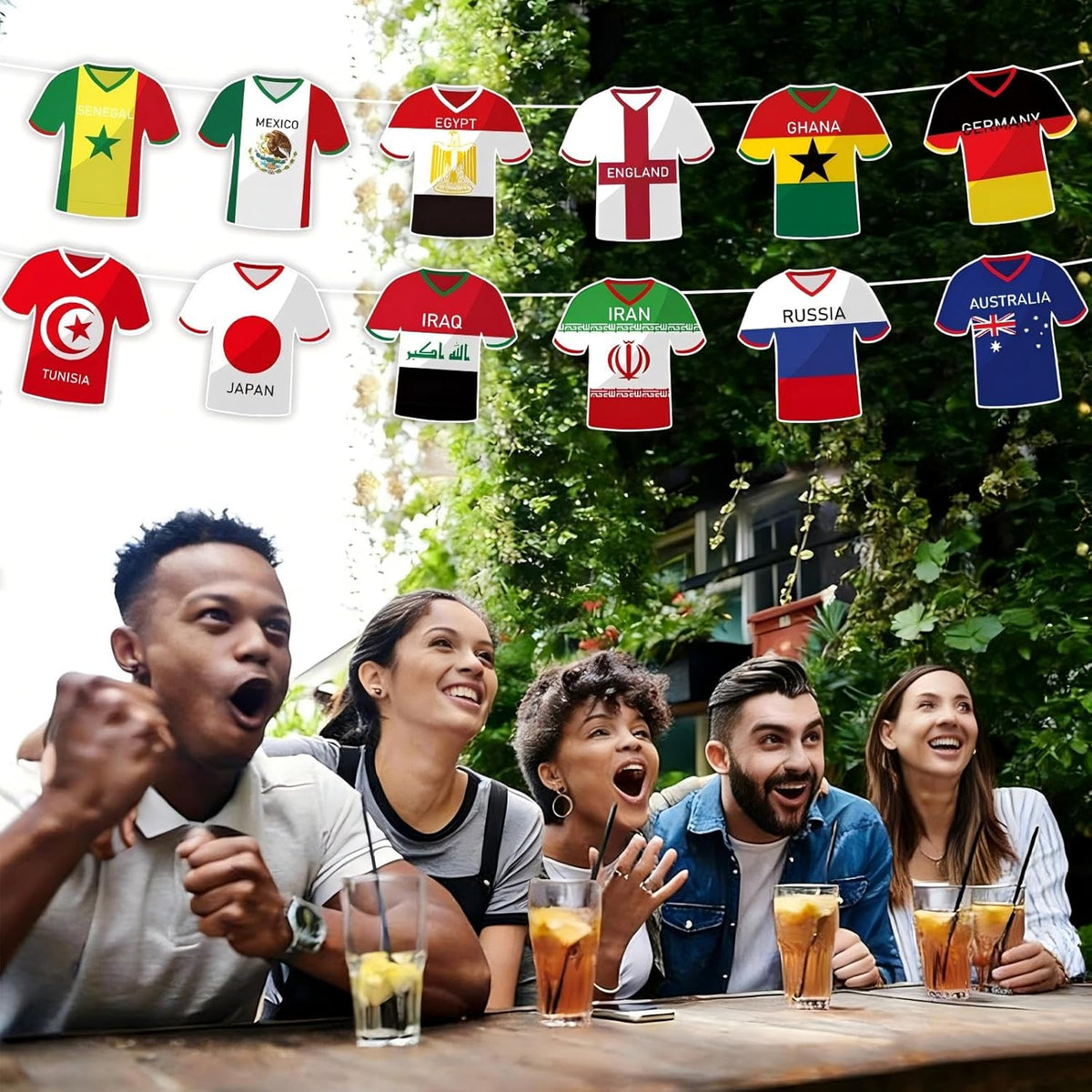 Soccer Country Garland – Playroom and Bedroom Wall Hanging for the Young Football Fan, 49 Country Flags
