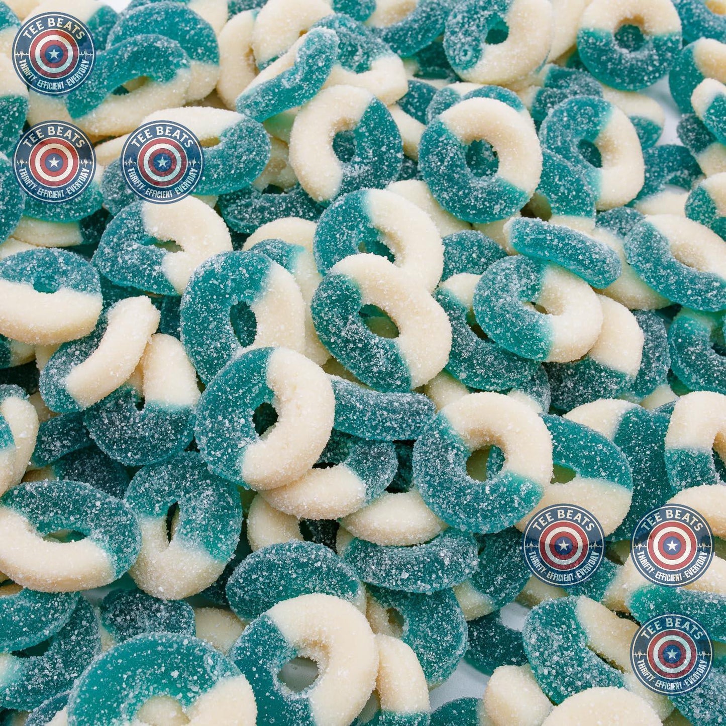 soft and chewy gummi ring texture with a light sugar coating