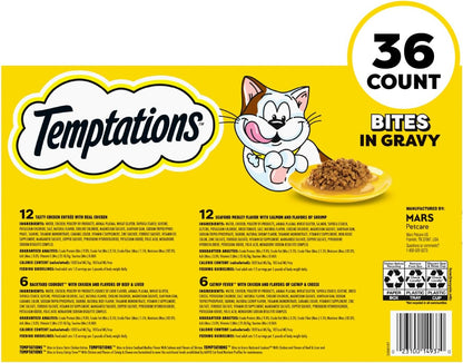 Temptations Bites in Gravy Wet Cat Food – Moist Savory Feeding for Selective Adult Cats