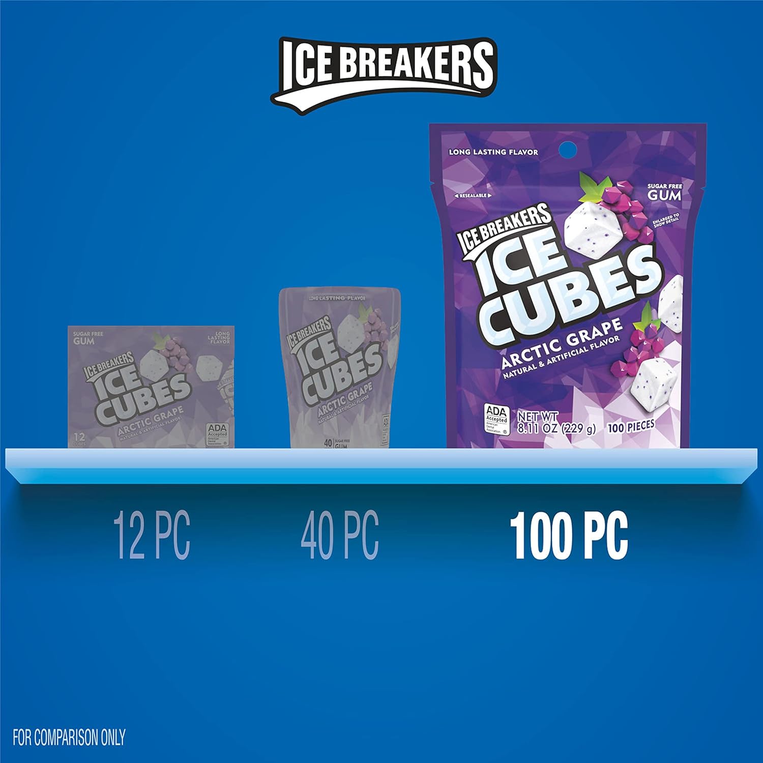 soft cube-shaped gum pieces in a portable pouch