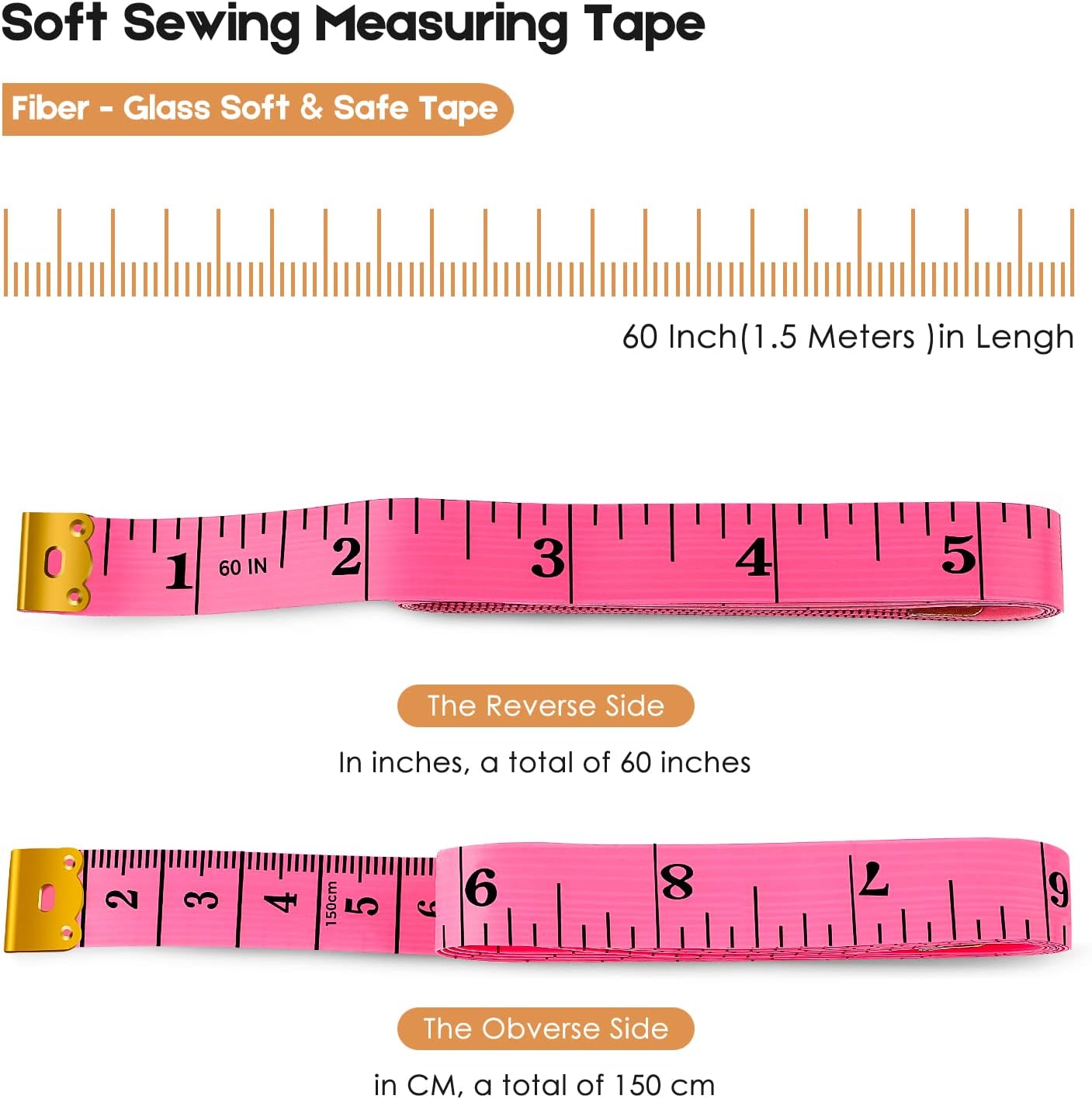 soft flexible pink tape for conforming to body curves and measuring irregular surfaces