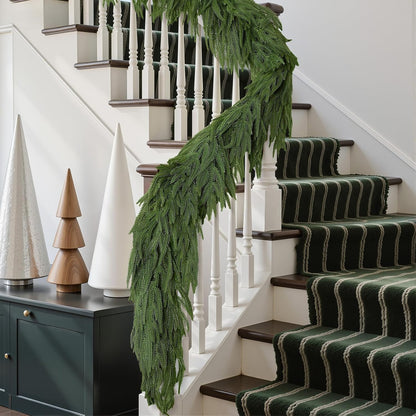 Alupssuc 9FT PE Pine Garland – Fade-resistant Greenery for Covered Porches, Outdoor Events, and Seasonal Displays