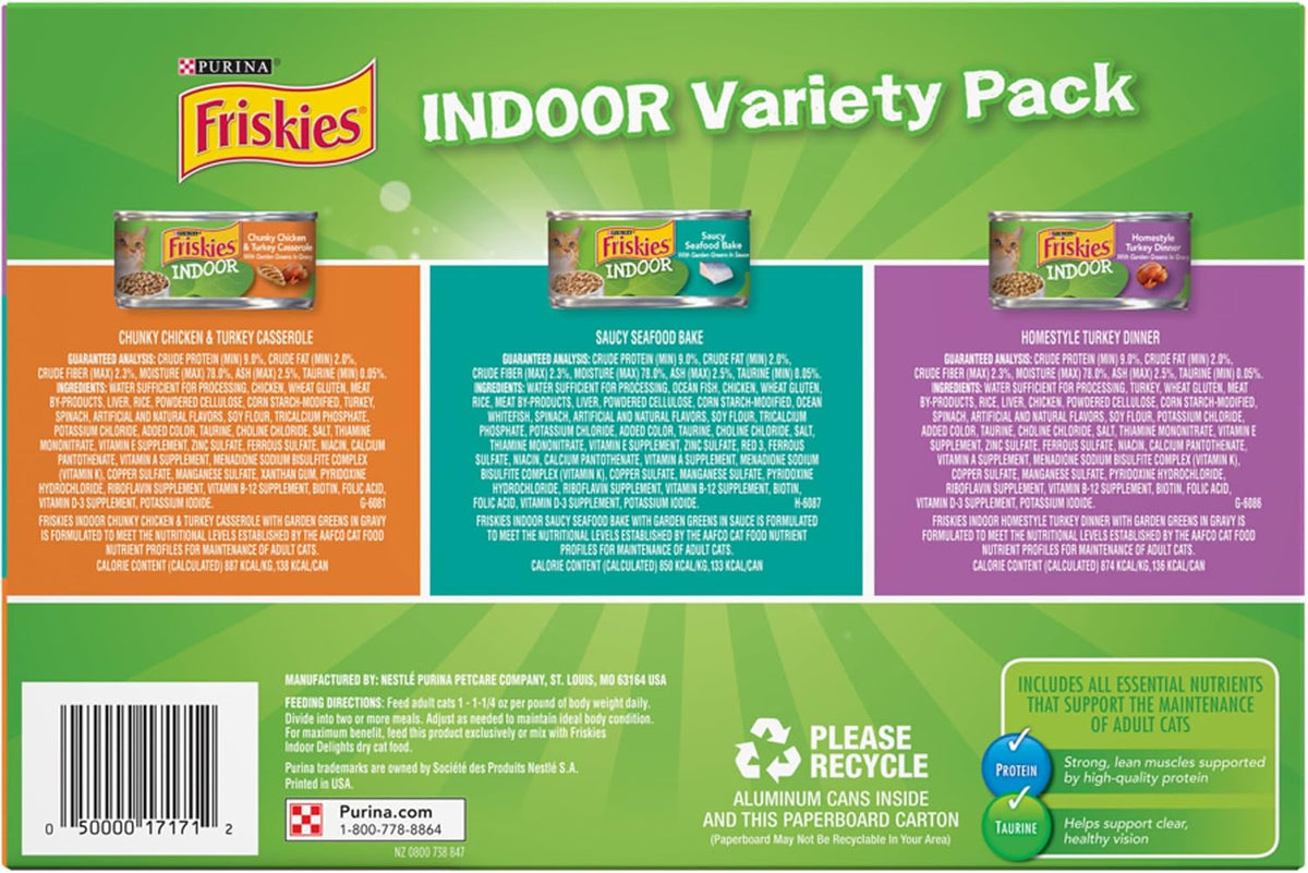 Purina Friskies Indoor Wet Cat Food – Durable Can Format for Feeding Cats Away from the Kitchen