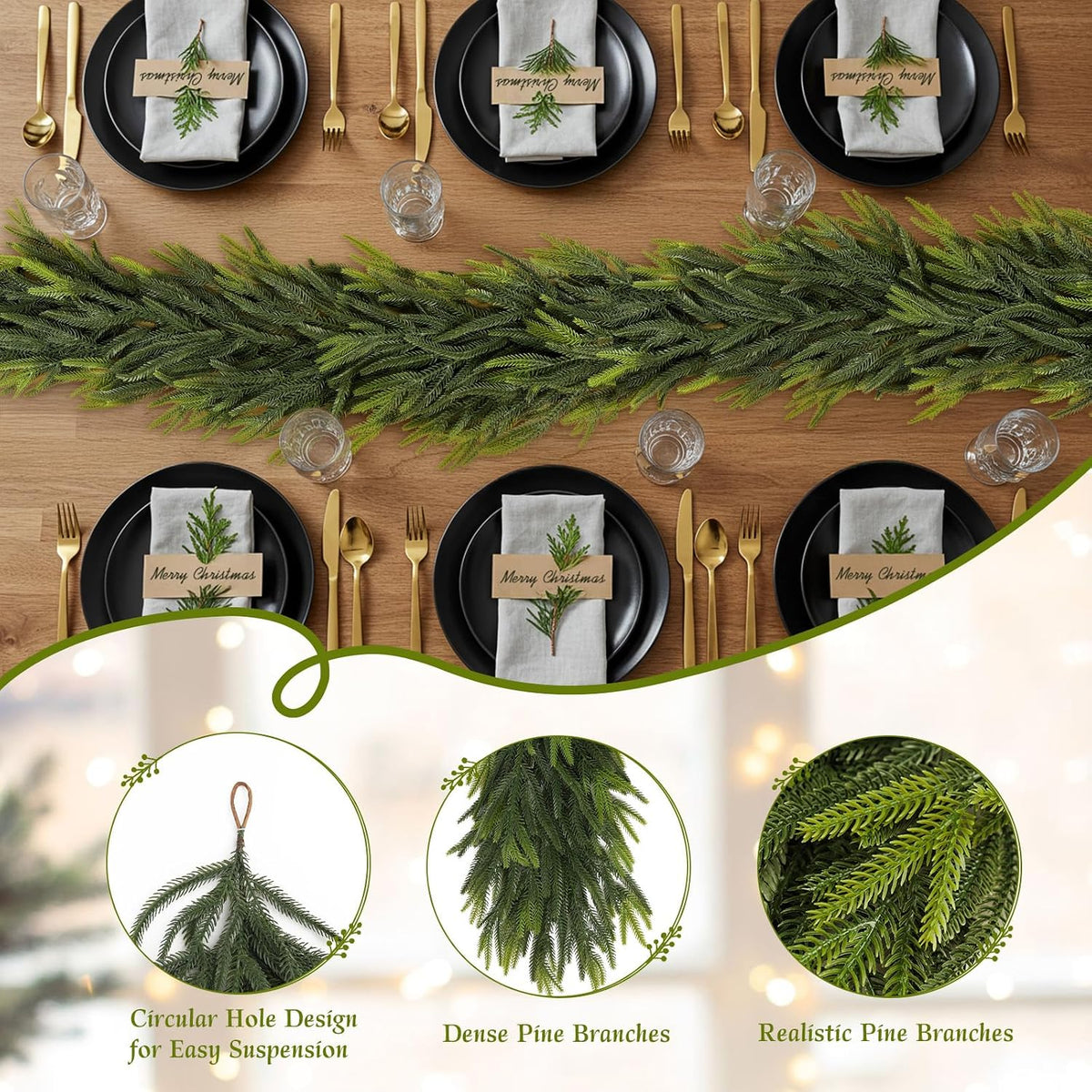 soft real touch needles transition between light green and dark green for a natural norfolk pine appearance