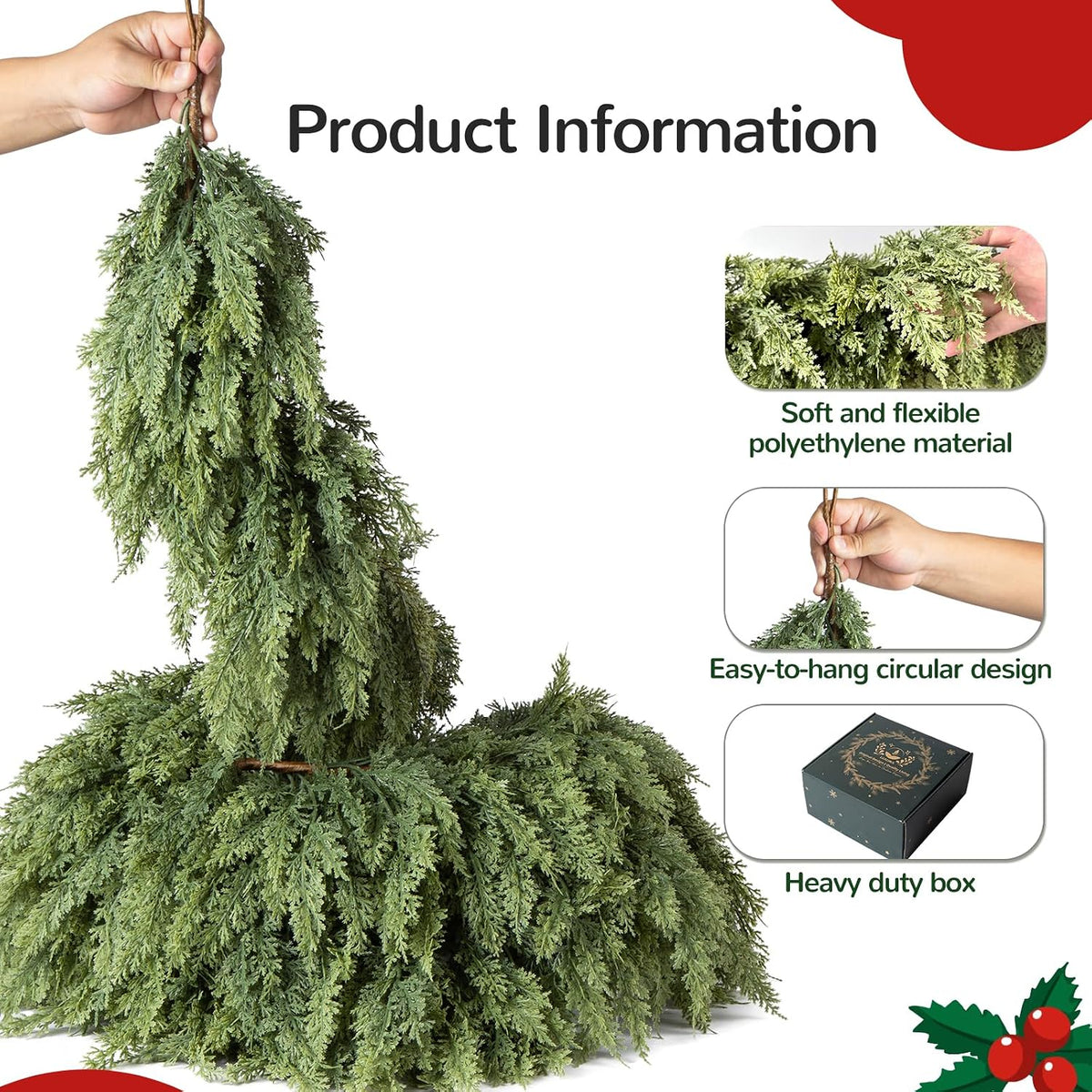 Brand Name Green Garland for Minimalist Home Styling, 9-Foot Flexible Branches for Clean Seasonal Accents