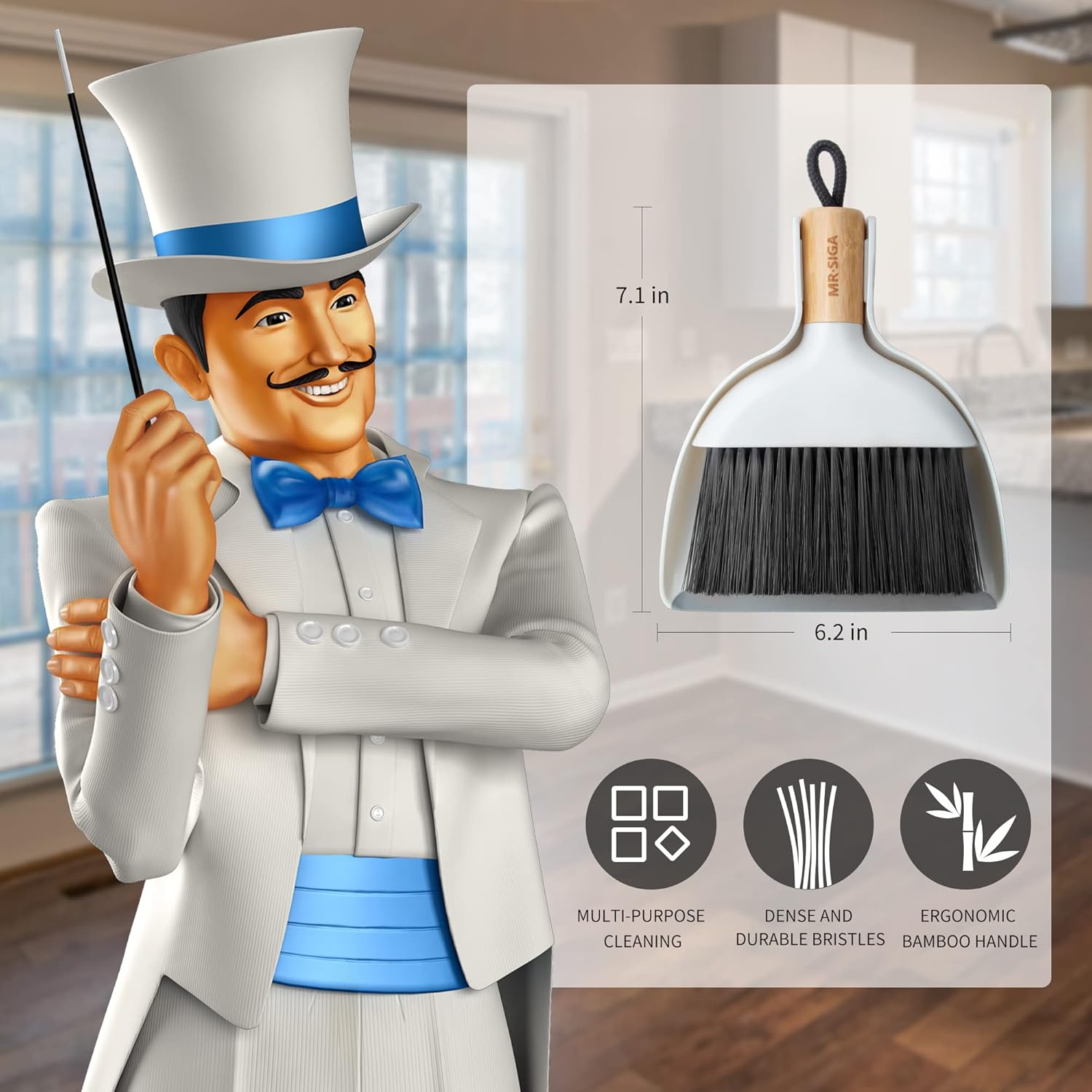 soft rubber lip for flush-floor contact and maximum fine-particle pickup