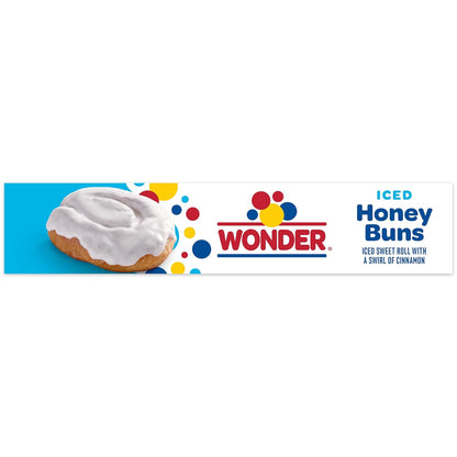 Wonder Iced Honey Buns for After-School Snacks, Individually Wrapped Iced Pastries for Kids