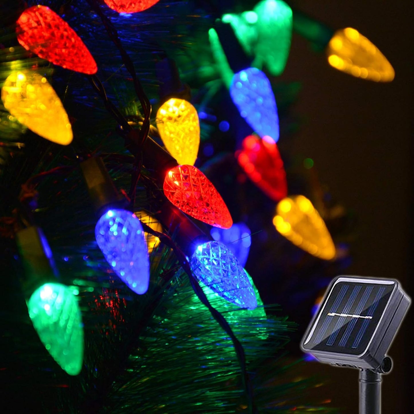 solar panel with built-in rechargeable battery delivering 6–8 hours of light after a full day's charge