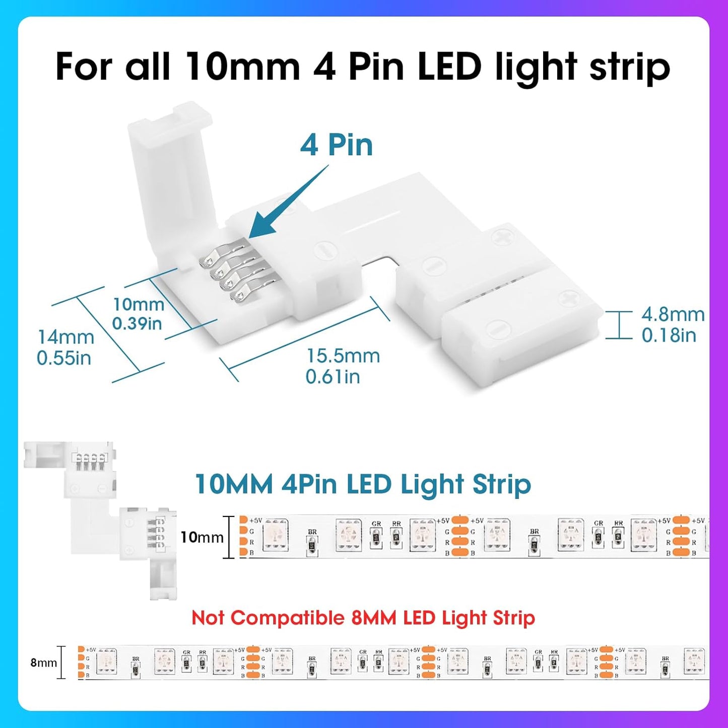solderless snap-down metal prong connection — feed strip under prongs and close
