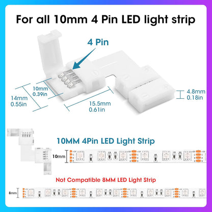 solderless snap-down metal prong connection — feed strip under prongs and close