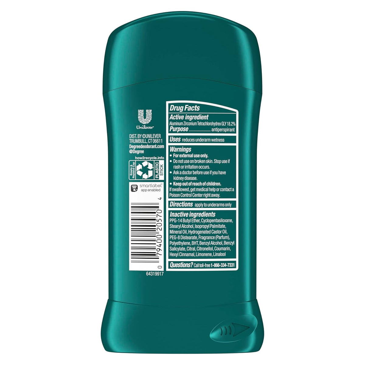 solid antiperspirant stick in 2.7 oz size, sold in pack of 6