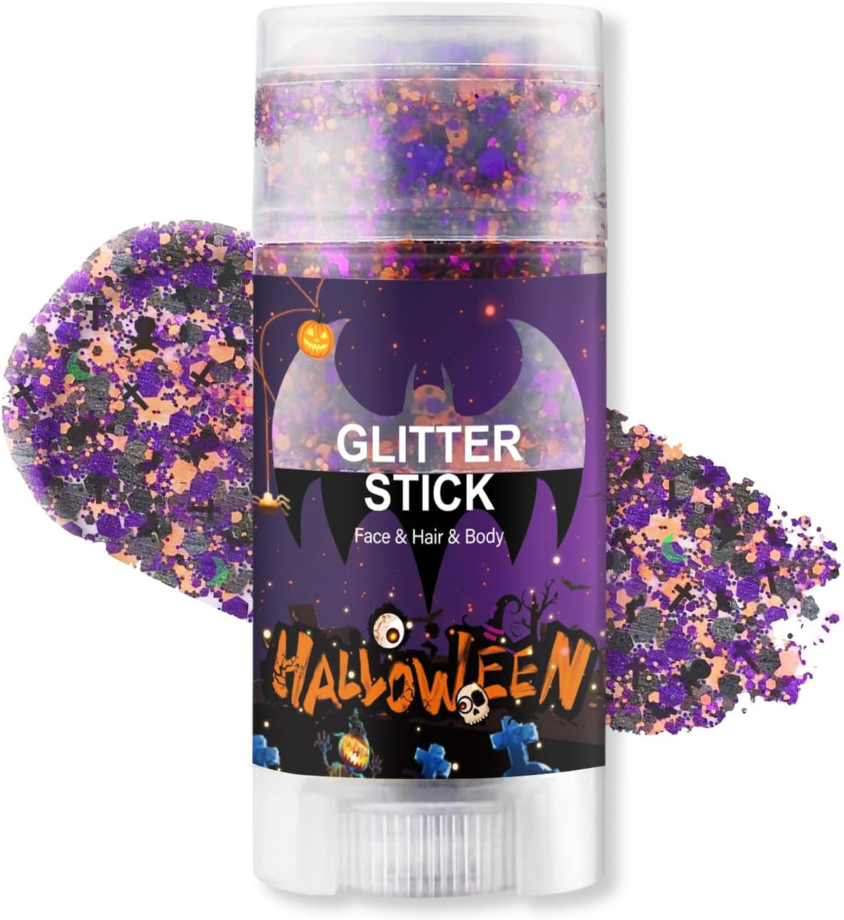 solid stick form with self-adhesive glitter gel