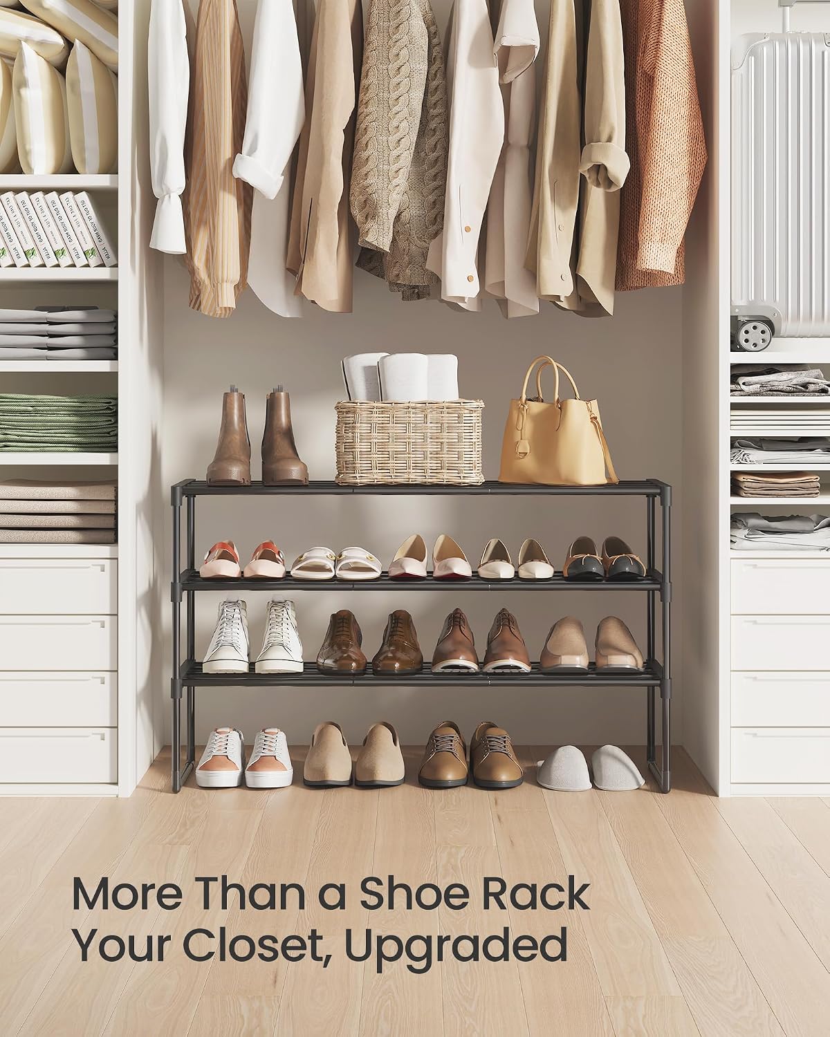 SONGMICS Shoe Rack 3-Tier – Efficient Daily Routine Rack, Stackable Shoe Storage Shelf