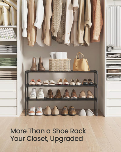 SONGMICS Shoe Rack 3-Tier – Efficient Daily Routine Rack, Stackable Shoe Storage Shelf