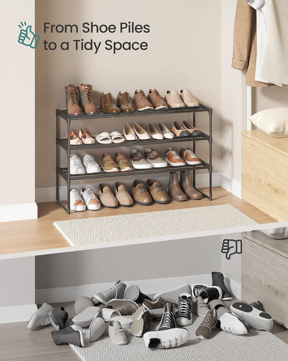 SONGMICS Shoe Rack 3-Tier – Efficient Daily Routine Rack, Stackable Shoe Storage Shelf