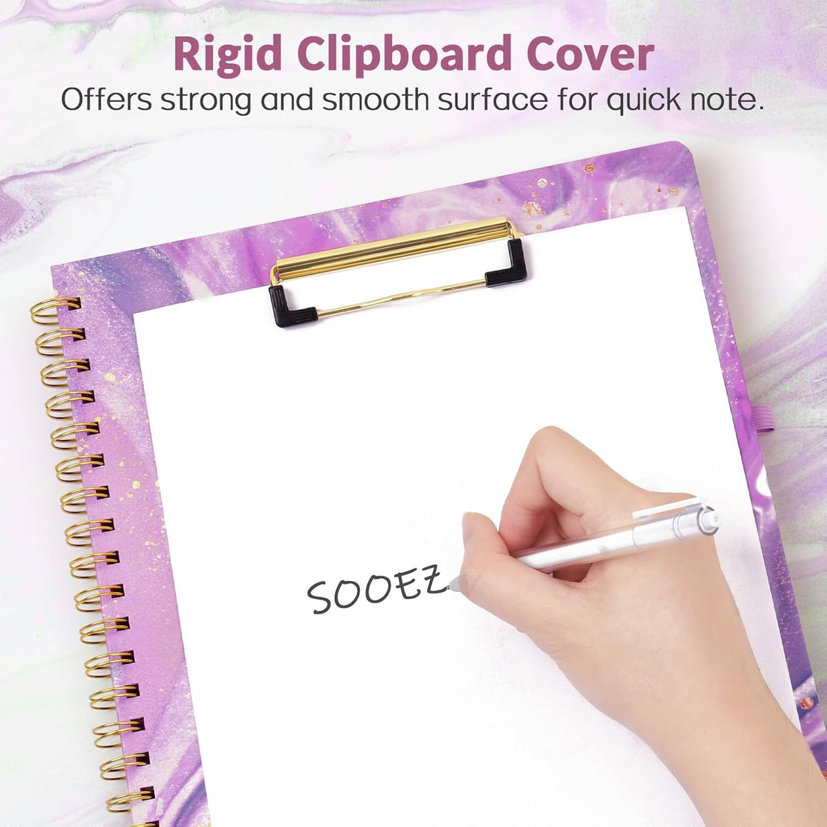 Sooez Spiral Clipboard Folio – Neutral-Toned Portfolio Streamlining Lecture Notes, Charts, and Loose Paper